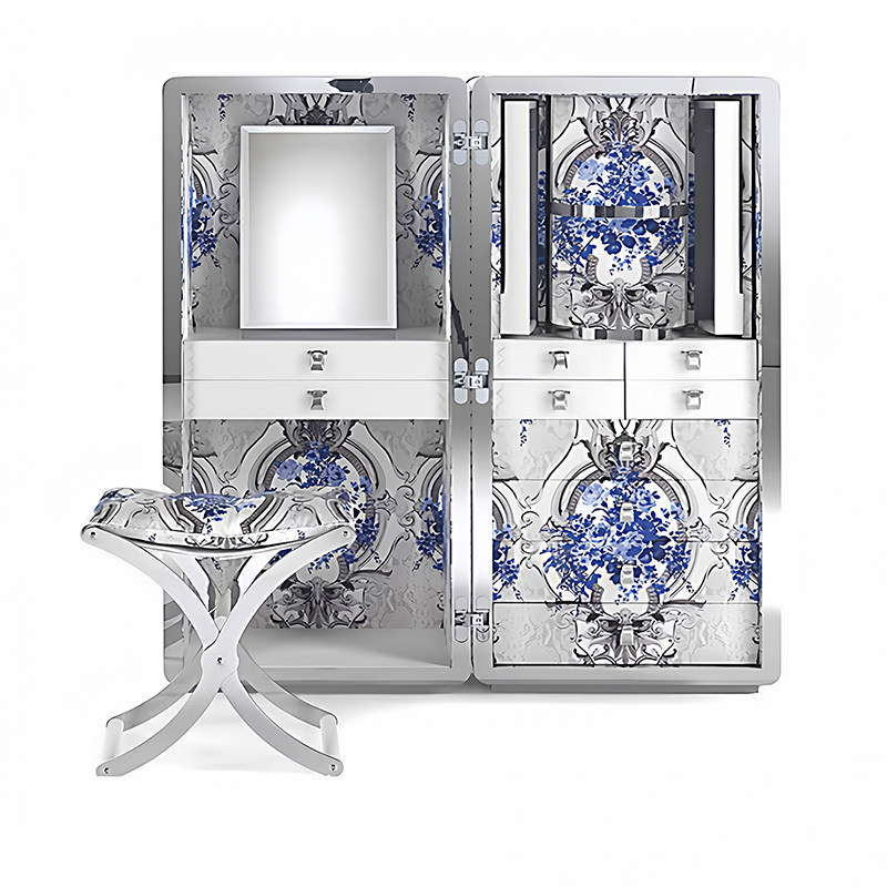 现代奢华落地首饰柜实木轻奢别墅豪宅设计师古典带妆凳珠宝收纳柜,住宅家具,落地首饰柜,淘宝优惠券,粉丝福利购,淘宝优惠卷