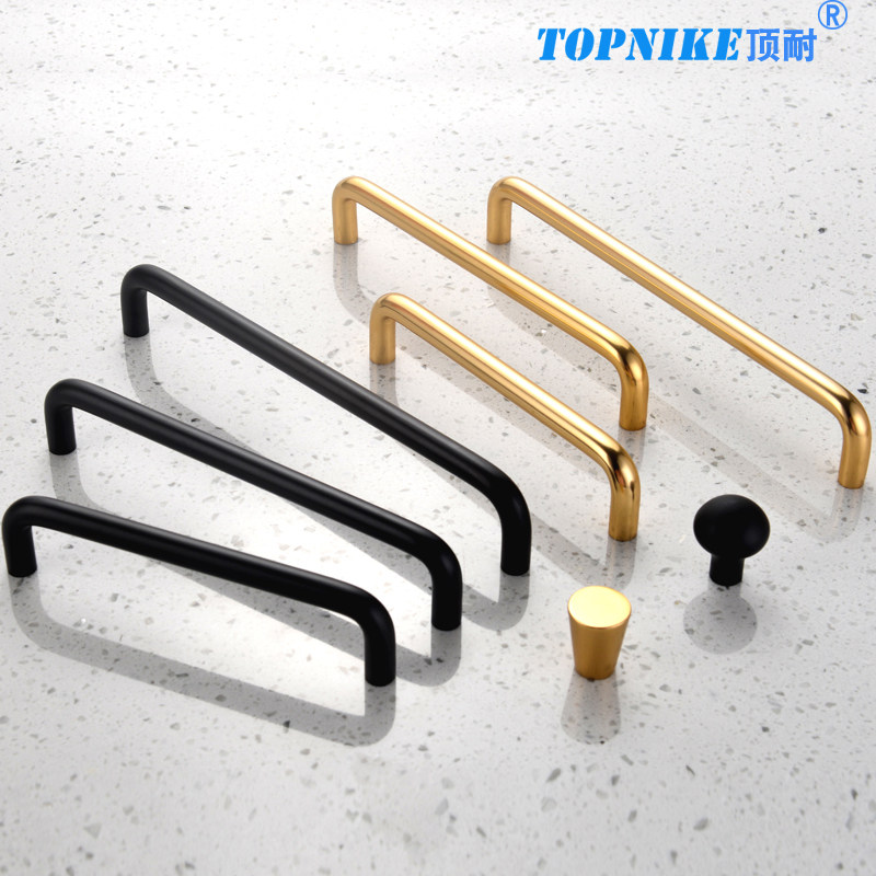 顶耐金色黑色抽屉托盘拉手衣柜门厨房橱柜把手铝合金金属手柄U型