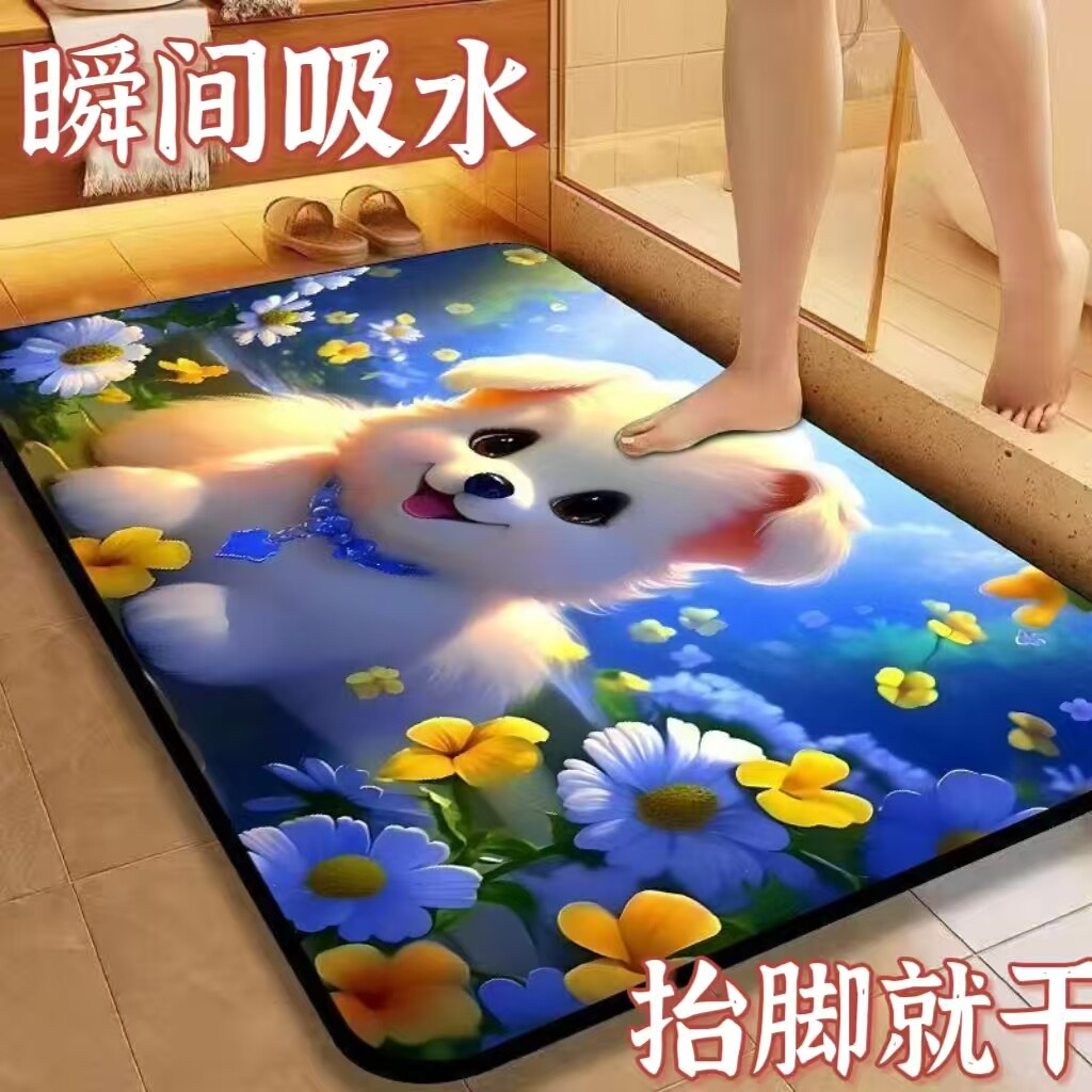 硅胶垫卫生间入门硅藻泥地毯浴室厕所家用吸水防滑耐脏地垫脚垫子