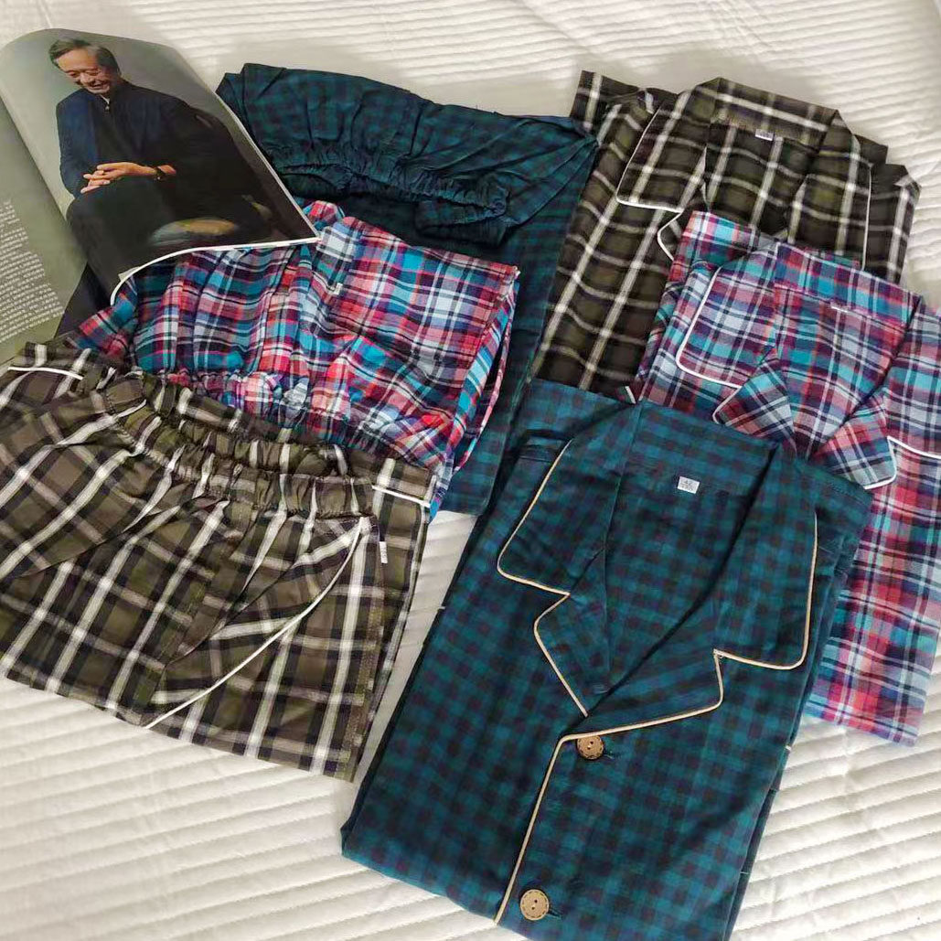 辛妈家夏季细腻纯棉老粗布情侣款家居服短裤短袖套装旅游舒适睡衣