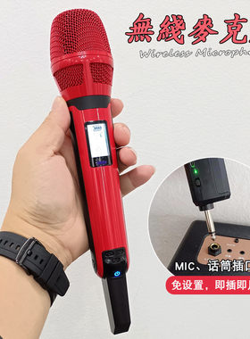 明星款花花205红色麦克风K歌家用声卡户外音响街唱路演无线话筒