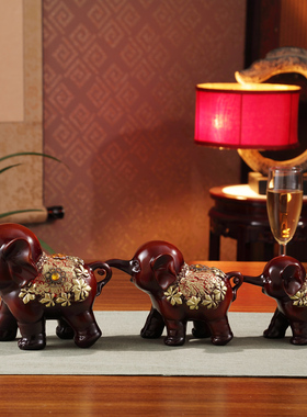 欧式树脂大象摆件吉祥三宝 创意家居装饰品摆设 工艺礼品三连象