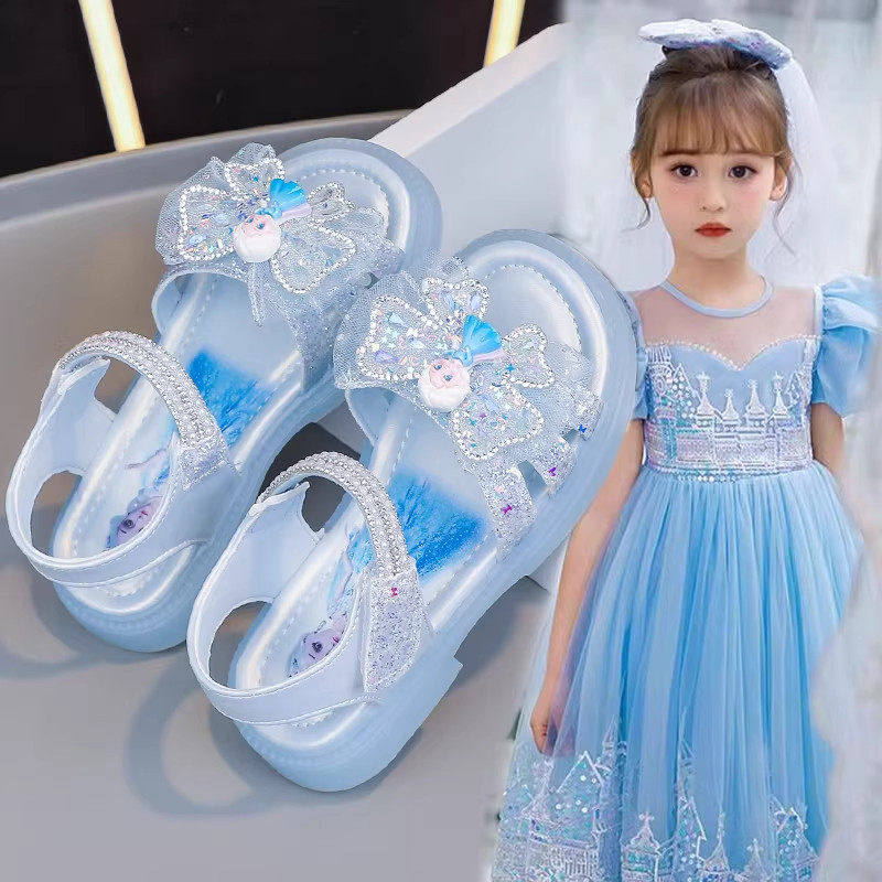 女童凉鞋2026新款小女孩中大童洋气爱莎公主夏款果冻软底儿童鞋子