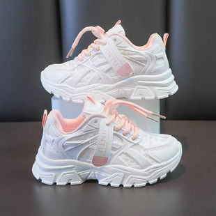 儿童小白鞋2026夏季新款防滑女孩老爹鞋软底透气网鞋女童鞋子薄款