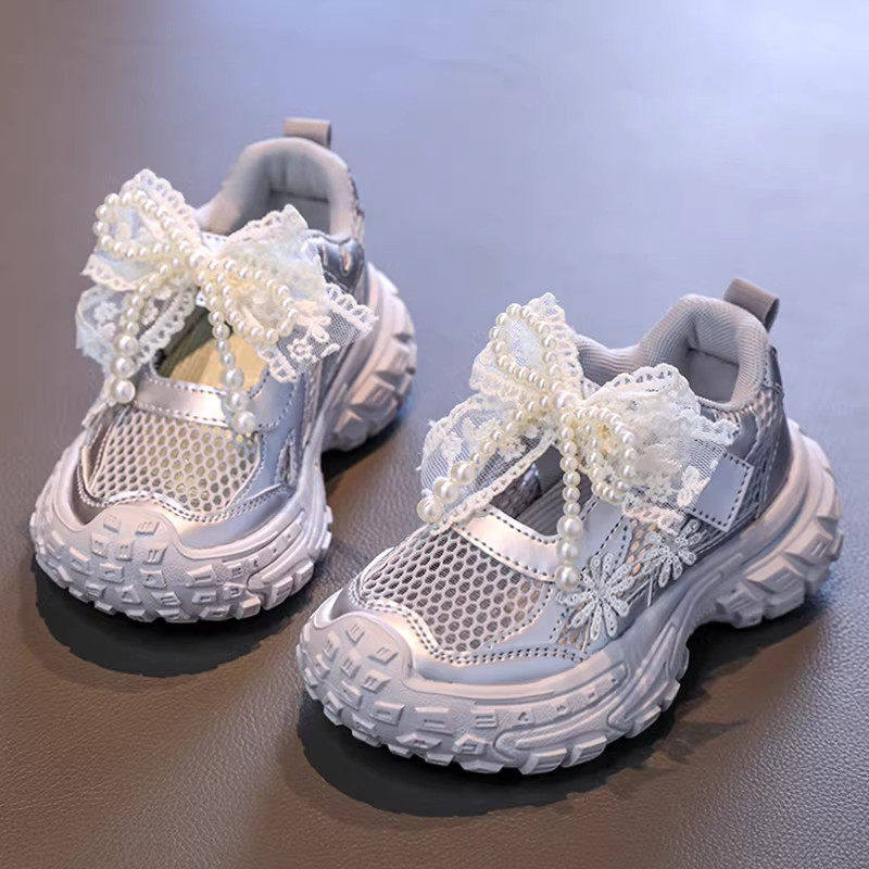 女童鞋子公主鞋夏款2026新款儿童凉鞋女孩镂空运动单网鞋软底透气