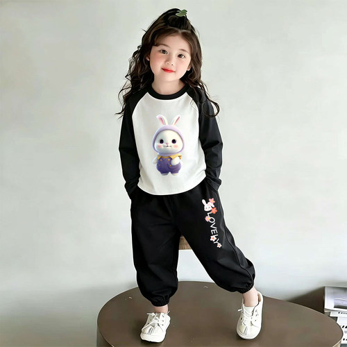 女童纯棉薄款长袖洋气两件套