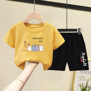 2026夏装 套装 短裤 两件套 洋气韩版 男女童宽松薄款 新款 儿童纯棉短袖