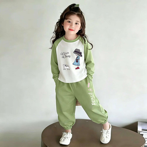 女童纯棉春季长袖洋气两件套