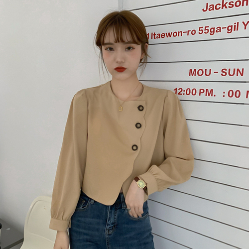 Real shooting and real price autumn new niche design irregular short long sleeve shirt