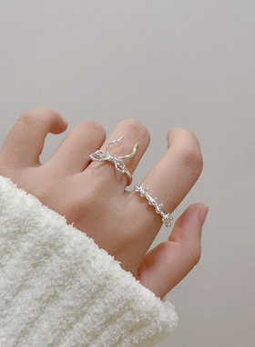 冷淡风简约蝴蝶结戒指高级感时尚潮流设计款新款爆款百搭港风指环