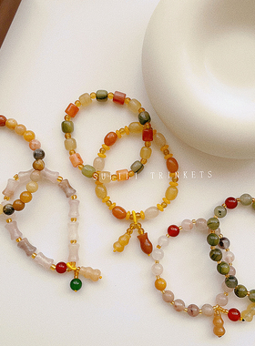 天然石串珠葫芦竹节手链