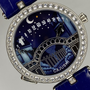 顶版情人桥手表恋人桥女表腕表真皮镶钻女士手表浪漫接吻时尚女生