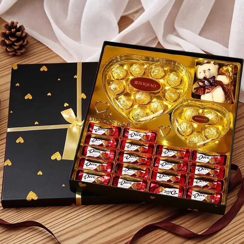 德芙巧克力礼盒装送女友老婆儿童心形零食生日糖果圣诞节表白礼物