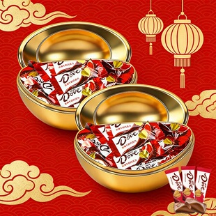 德芙巧克力金色小元宝90g休闲小零食新年年货节礼盒送礼礼品团购