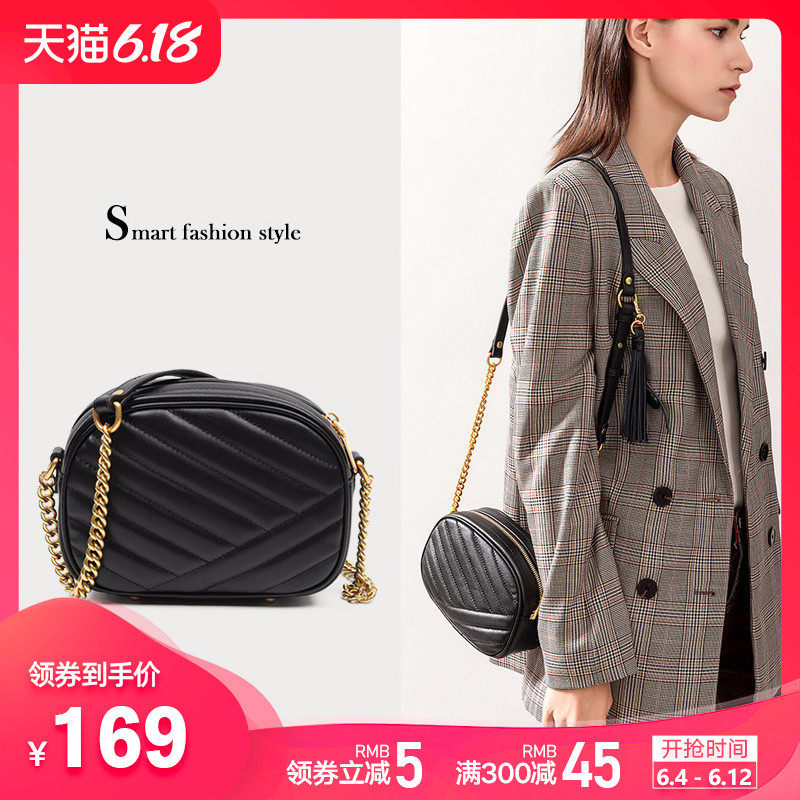 真皮迷你小包包女包新款2020时尚单肩斜挎小包女潮tb相机包链条包