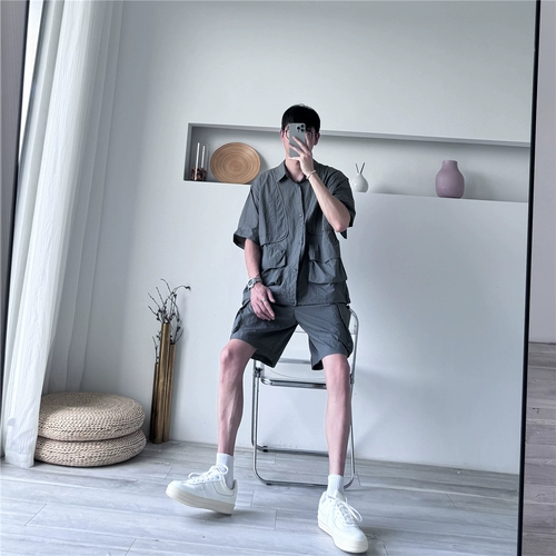 Летний комплект, рубашка, штаны, короткий рукав