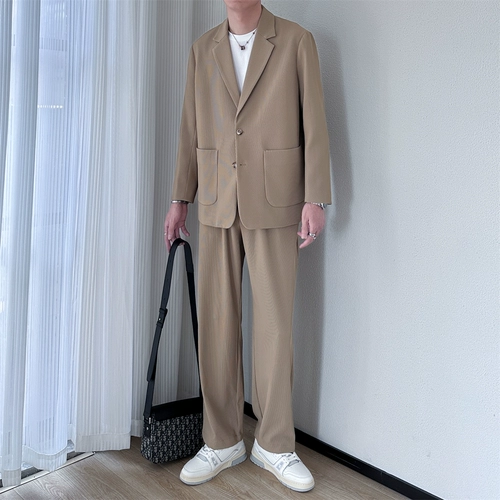 Летние штаны, классический костюм для отдыха, куртка, свободный прямой крой, оверсайз