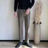 Черный шерстяной костюм, демисезонные штаны для отдыха, свободный прямой крой, в корейском стиле, оверсайз, увеличенная толщина