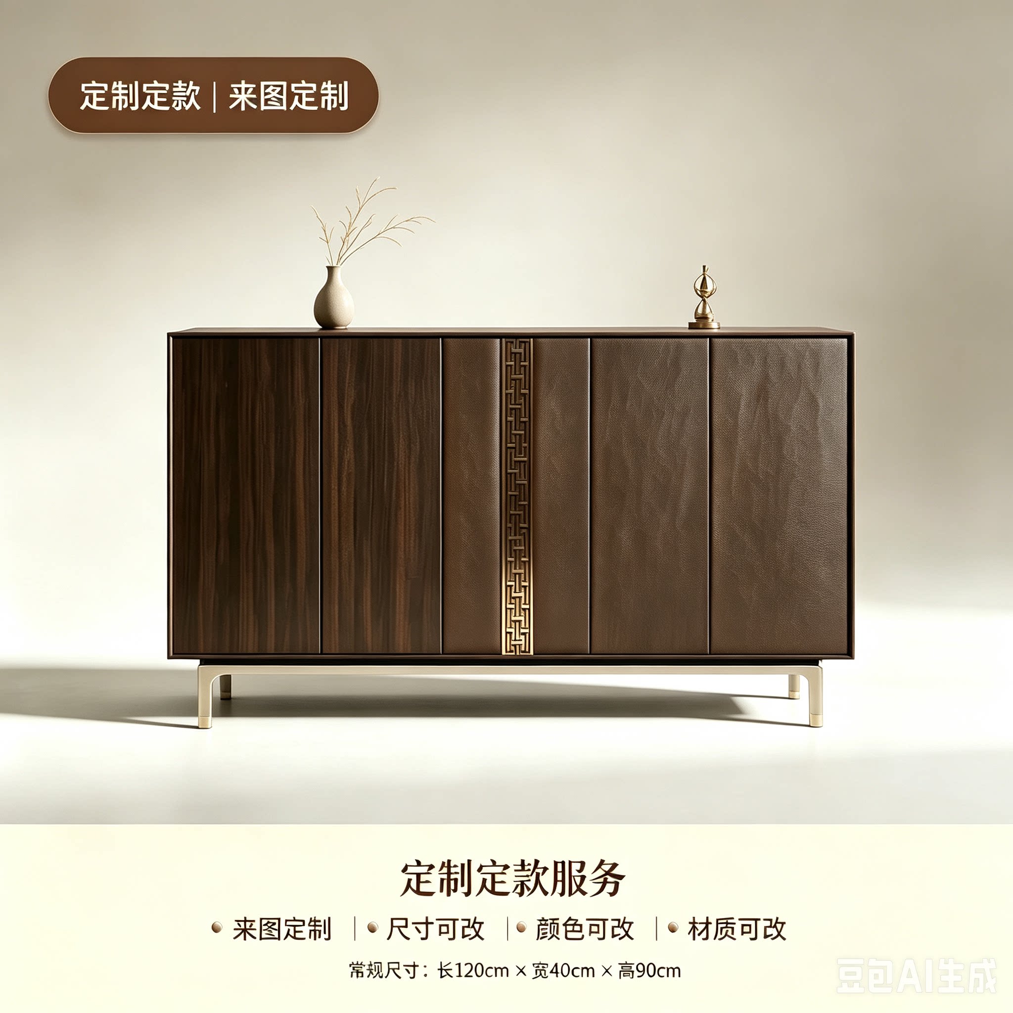 新中式餐边柜乌金木边柜储物柜一体靠墙家用茶水柜玄关柜