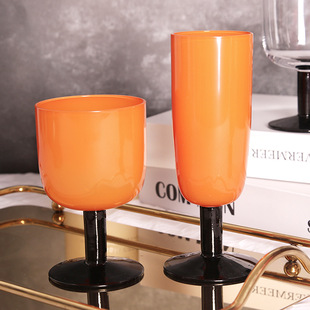 法式复古芭比粉中古矮脚玻璃杯高脚杯果汁水杯红酒杯甜酒杯酒柜