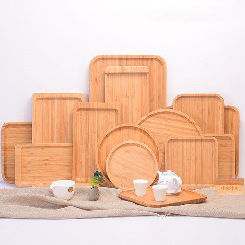 日式竹制圆形木托餐厅托盘日式