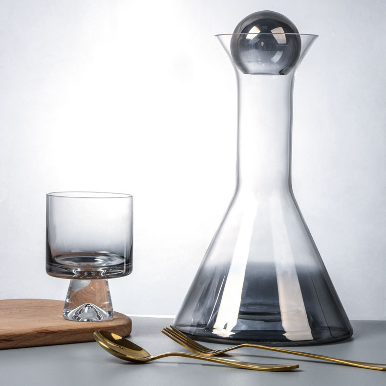 水晶玻璃水杯烟灰色水瓶轻奢酒具