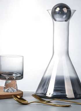 现代水晶玻璃冷水壶水杯烟灰色水瓶扎壶红酒醒酒器轻奢酒具酒杯子