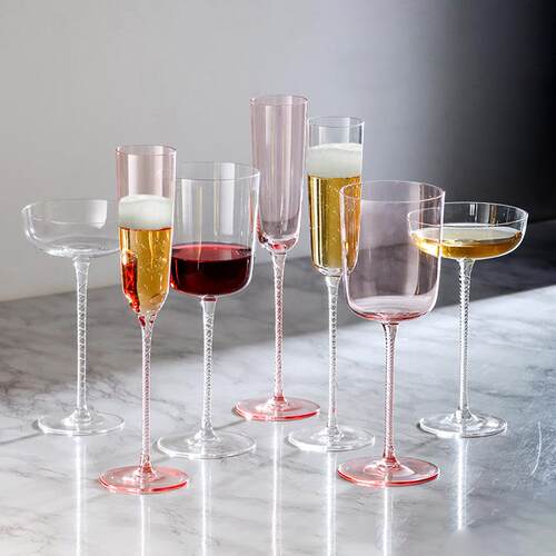 高级感宴会酒具鸡尾酒香槟杯粉色