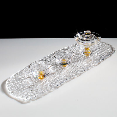 水晶玻璃承托透明装饰台大茶盘