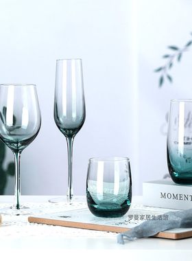 北欧香槟杯高脚杯彩杆酒具红酒杯