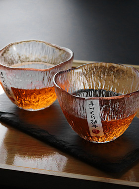 微醺竖纹初雪杯手工玻璃杯加厚清酒杯果酒杯气泡酒杯少女青梅酒杯