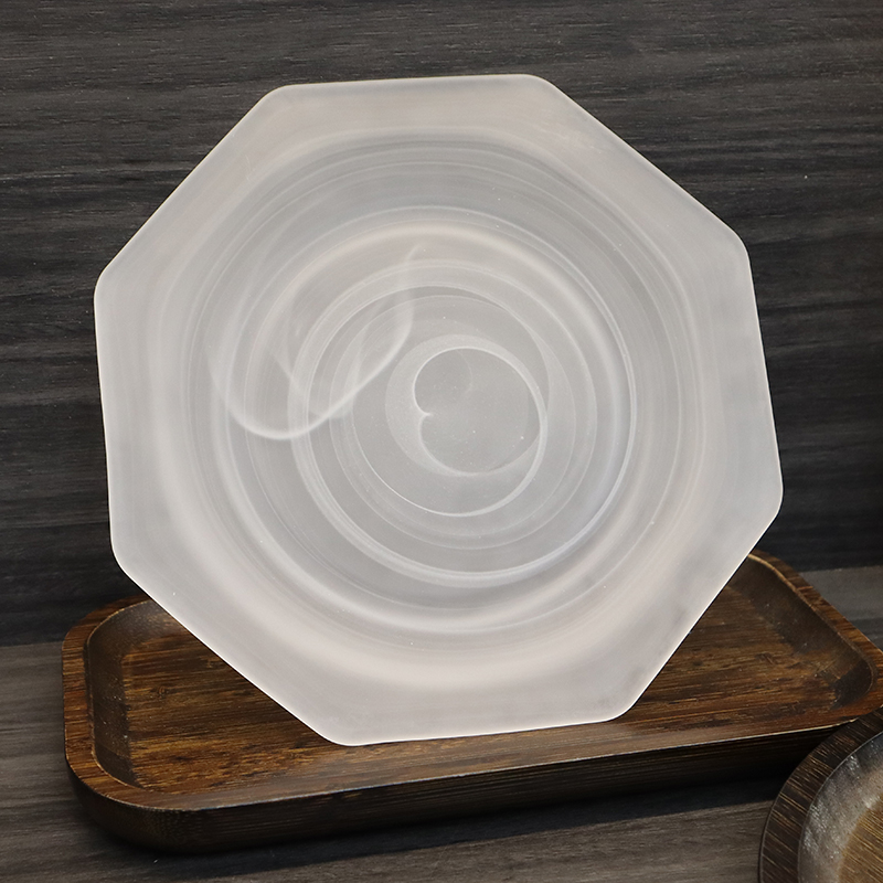 高级云雾玻璃盘西餐冷菜盘八角盘