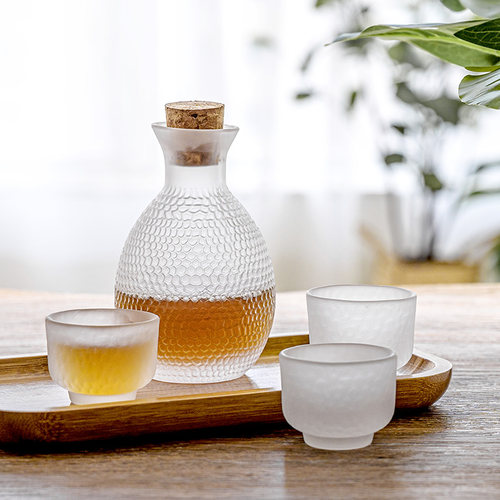 日式梅酒杯磨砂白米酒清酒杯