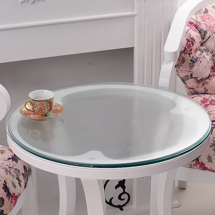 竹月阁软质玻璃圆桌桌布透明磨砂桌垫防水茶几垫免洗PVC水晶板