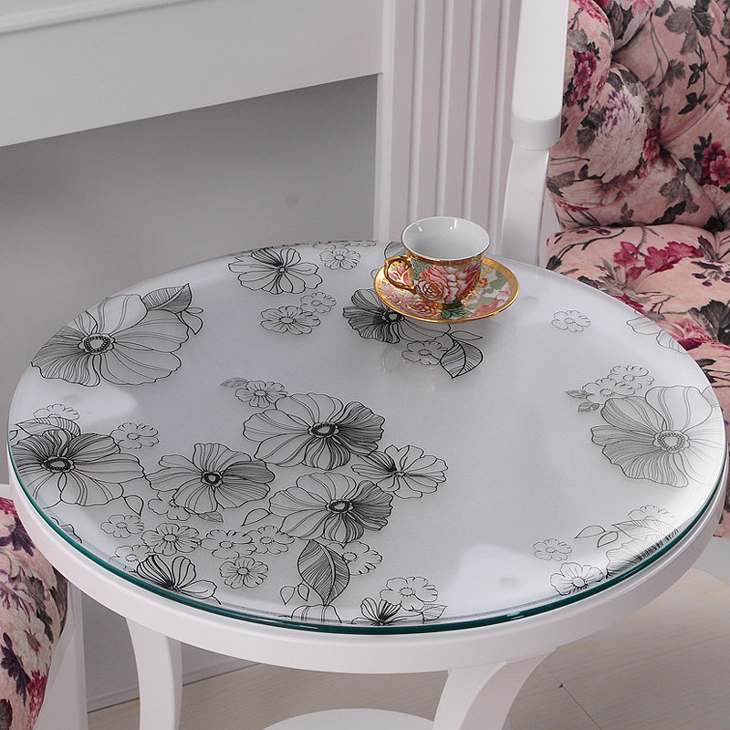圆桌软质玻璃圆桌布透明磨砂桌垫防水茶几垫免洗PVC水晶板WDEEEE