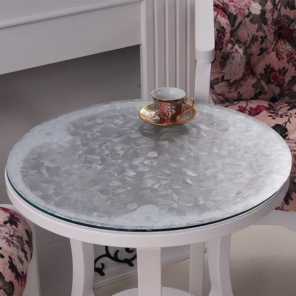 竹月阁软质玻璃圆桌桌布透明磨砂桌垫防水茶几垫免洗PVC水晶板