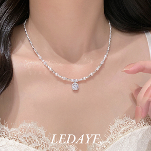 李大爷的店 方糖方钻锆石珍珠碎银项链女高级感重工百搭锁骨链