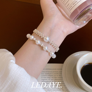 李大爷的店 芭蕾编织澳白极光施家珍珠手链韩系叠戴高级感手串女