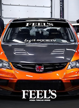 适用于Feel's改装汽车贴纸飞度思域车身贴前档贴压头纸FD2拉花97