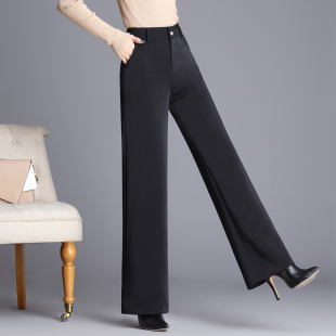 夏装 长裤 加厚阔腿裤 高腰黑色宽松坠感直筒裤 显瘦 女西裤 2025秋冬装