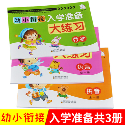 共3册幼小衔接测试卷大班升一年级综合教材幼升小拼音语言数学基础训练幼儿园学前班学前大练习册一日一练1年级入学准备华诚优贝