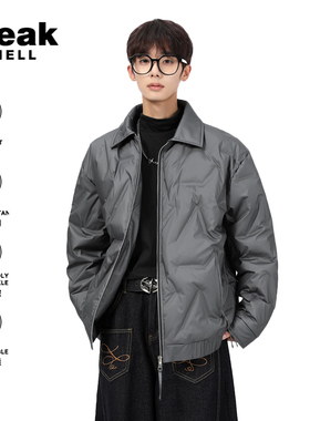 BREAK SHELL立领亮面羽绒服男90白鸭绒大码轻薄保暖防风防寒外套