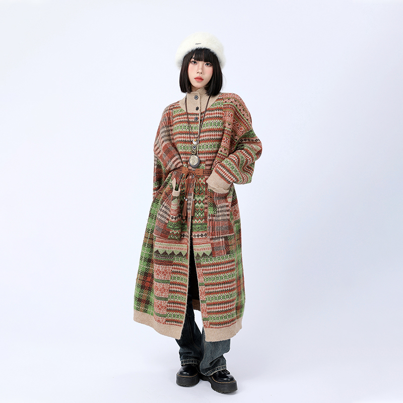 LINKA美式复古文艺针织外套女