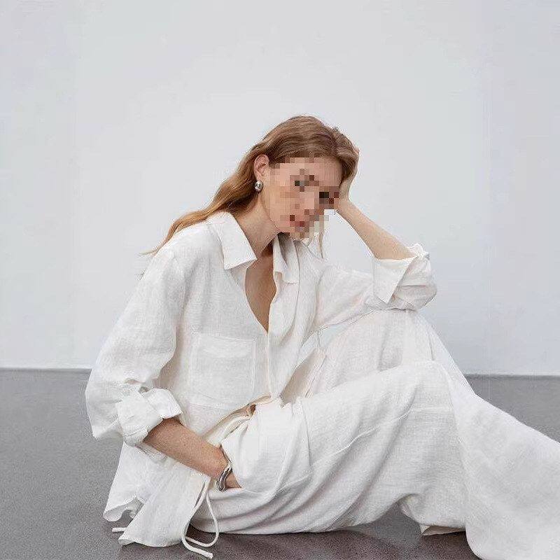 白色风上衣翻领新款长袖显瘦秋装女士宽松女衬衣秋季慵懒2025衬衫