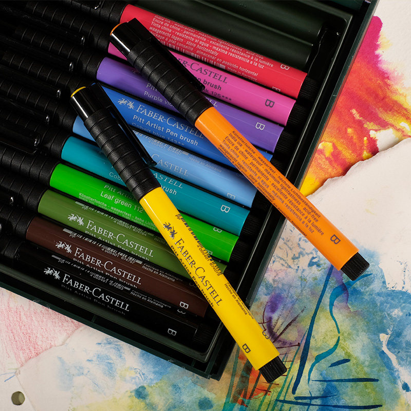 进口辉柏嘉FABER-CASTELL动漫马克笔PITT软头秀丽笔12色肤色套装