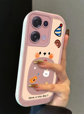 适用opporeno14手机壳11pro新款reno10pro+泡芙reno9硅胶8防摔5k贪吃小熊reno4se/3高级6por全包reno7保护套