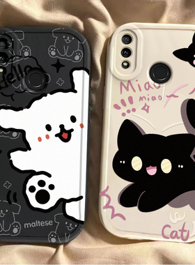 适用华为畅享9Plus手机壳JKM一AL00B畅想9PⅠus保护套TL九Puls荣耀ALOOB畅亨JKMAL硅胶全包防摔男女黑猫白狗