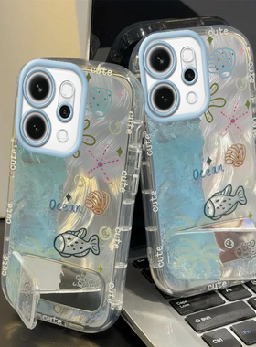 适用opporeno14手机壳新款reno13pro/12/11/10男女reno9pro+十镜面reno8/7/6防摔5k蓝色海洋世界4se高级reon3