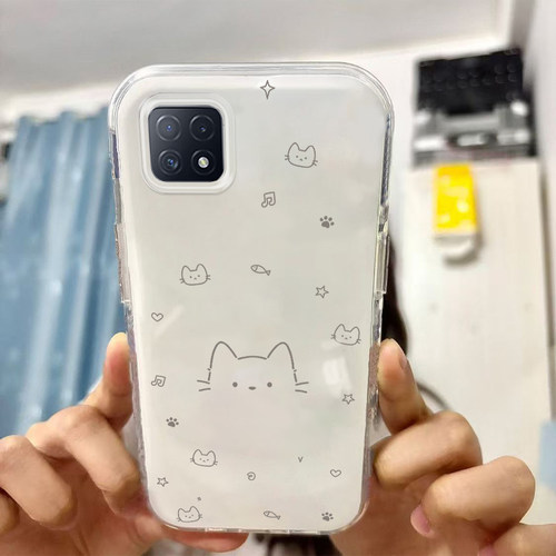 适用于OPPOA53 5G手机壳新款小猫头PECM30保护套网红高级感ins风卡通女可爱imd硅胶软壳全包简约创意外壳防摔