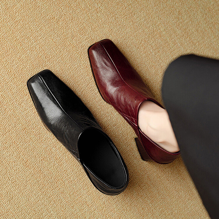 软面羊皮高跟单鞋女2024秋季新款简约方头一脚蹬通勤粗跟鞋子大码,户外/登山/野营/旅行用品,登山鞋/徒步鞋,淘宝优惠券,粉丝福利购,淘宝优惠卷